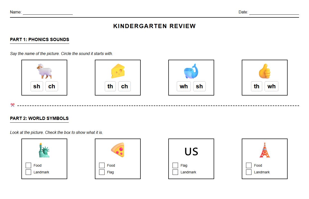 Digraph Phonics and Cultural Symbols Categorization
