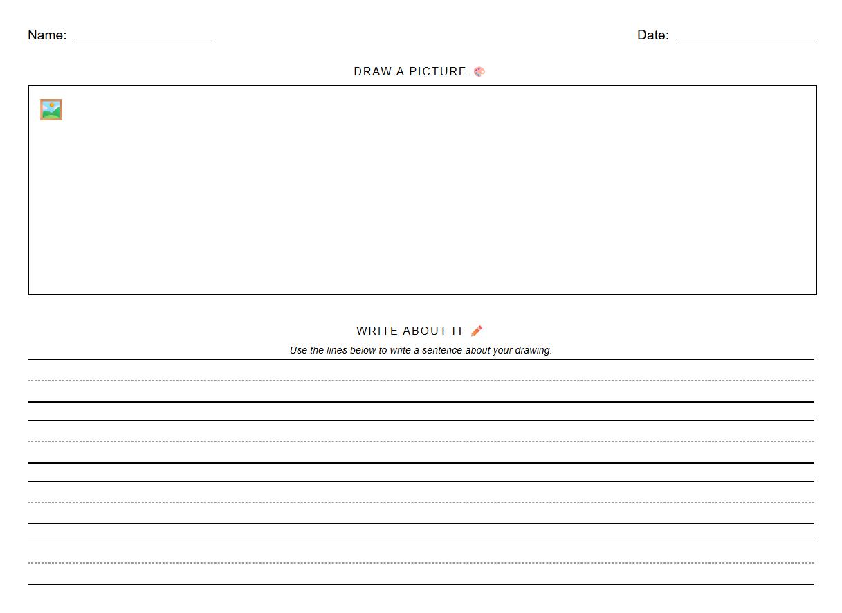 Draw and Write Worksheet for Developing Fine Motor Skills