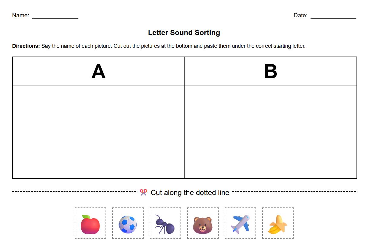 Letter and Picture Sound Sorting Activities