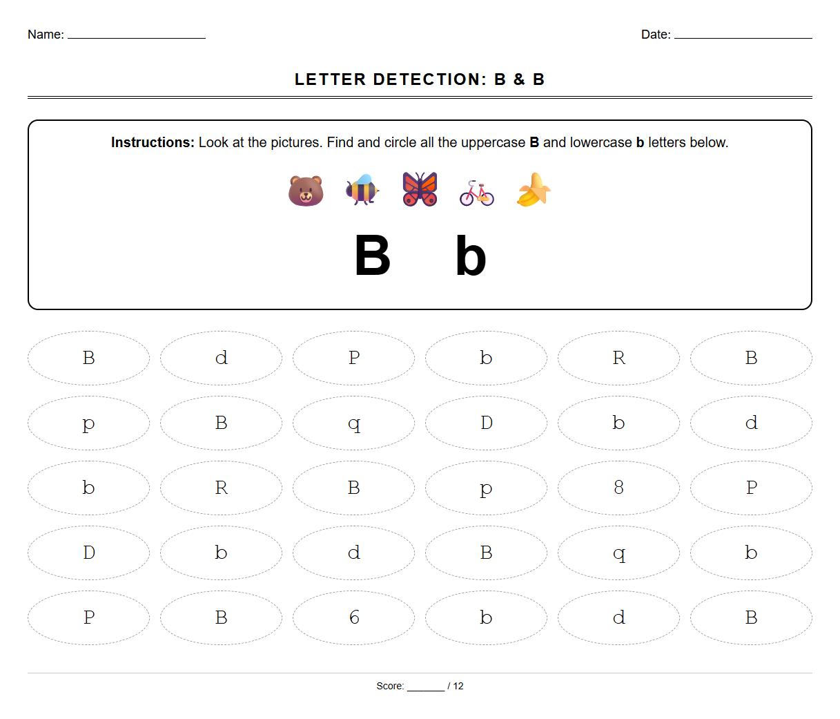 Letter Visual Discrimination Phonics Worksheet