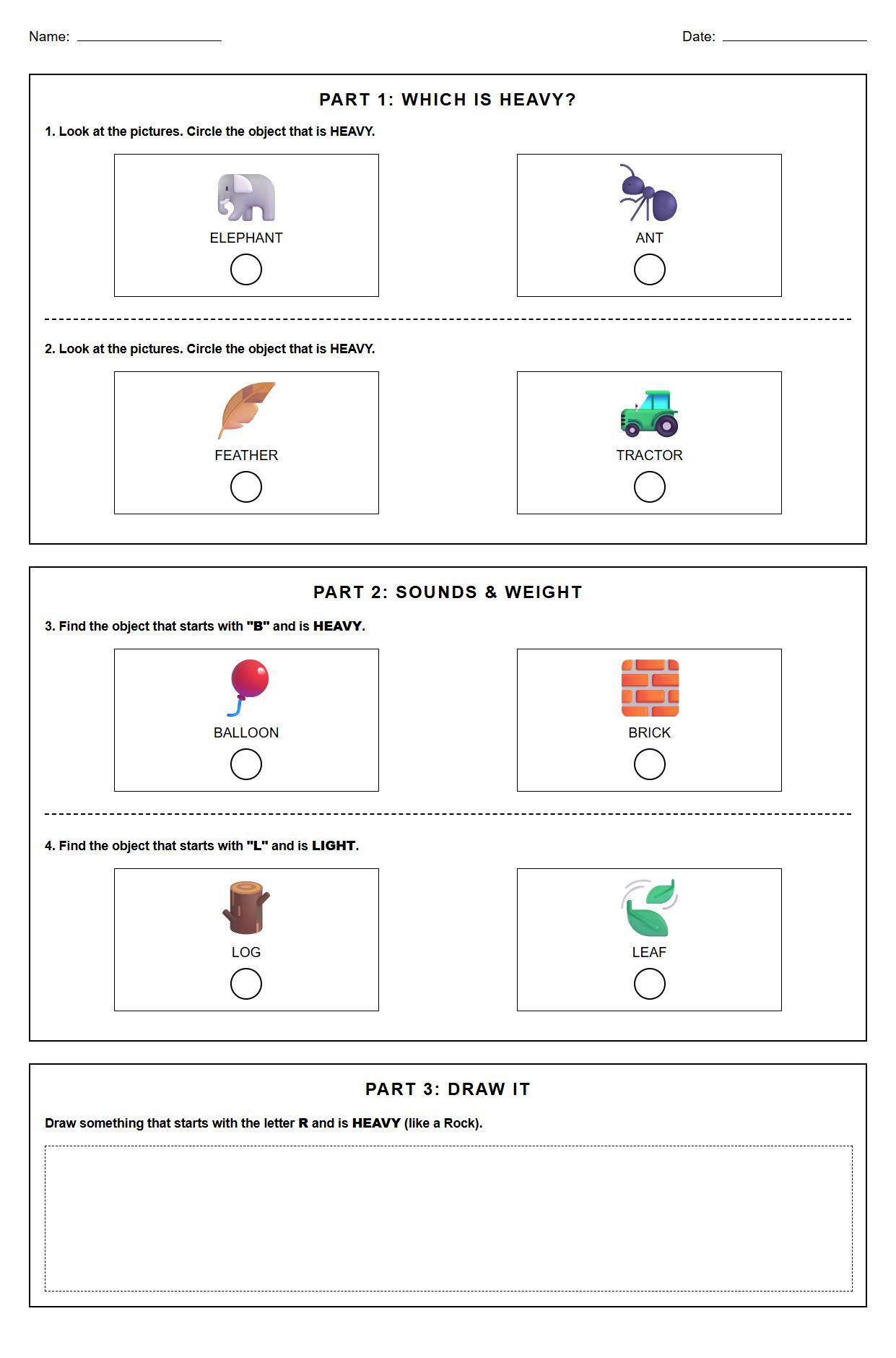 Object Weight Comparison Using Initial Sound Sorting