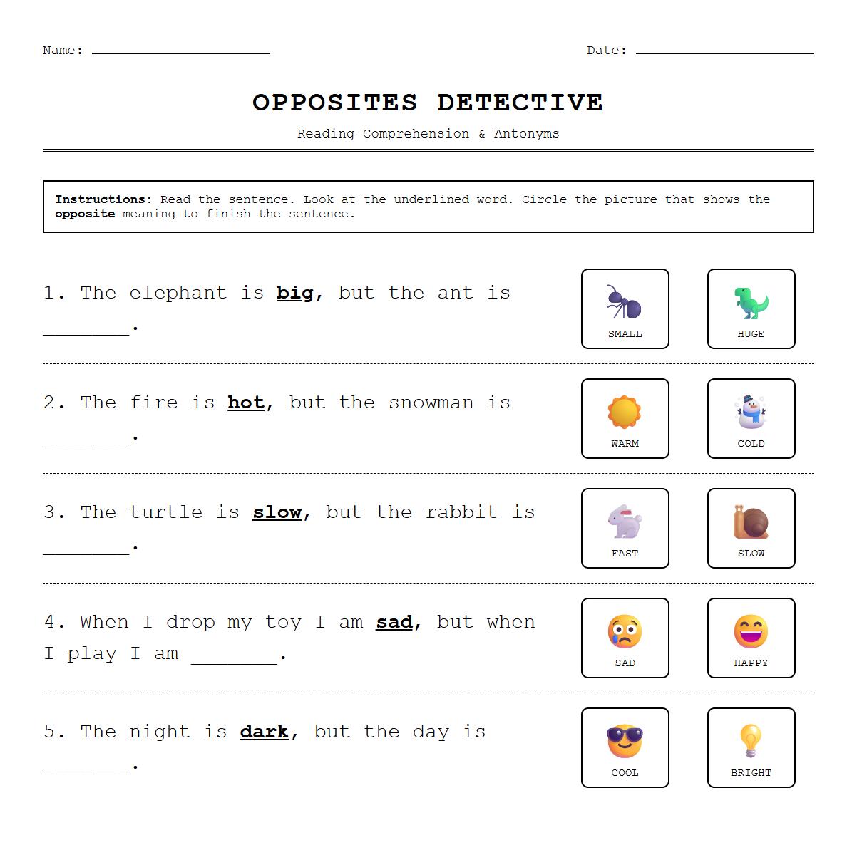 Reading Comprehension with Antonym Context Clues