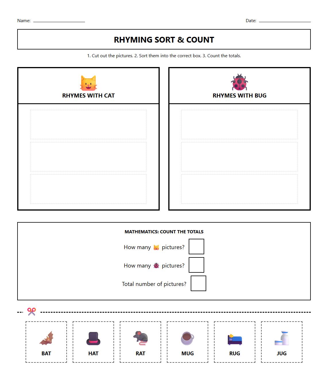 Rhyming Word Sorting Task