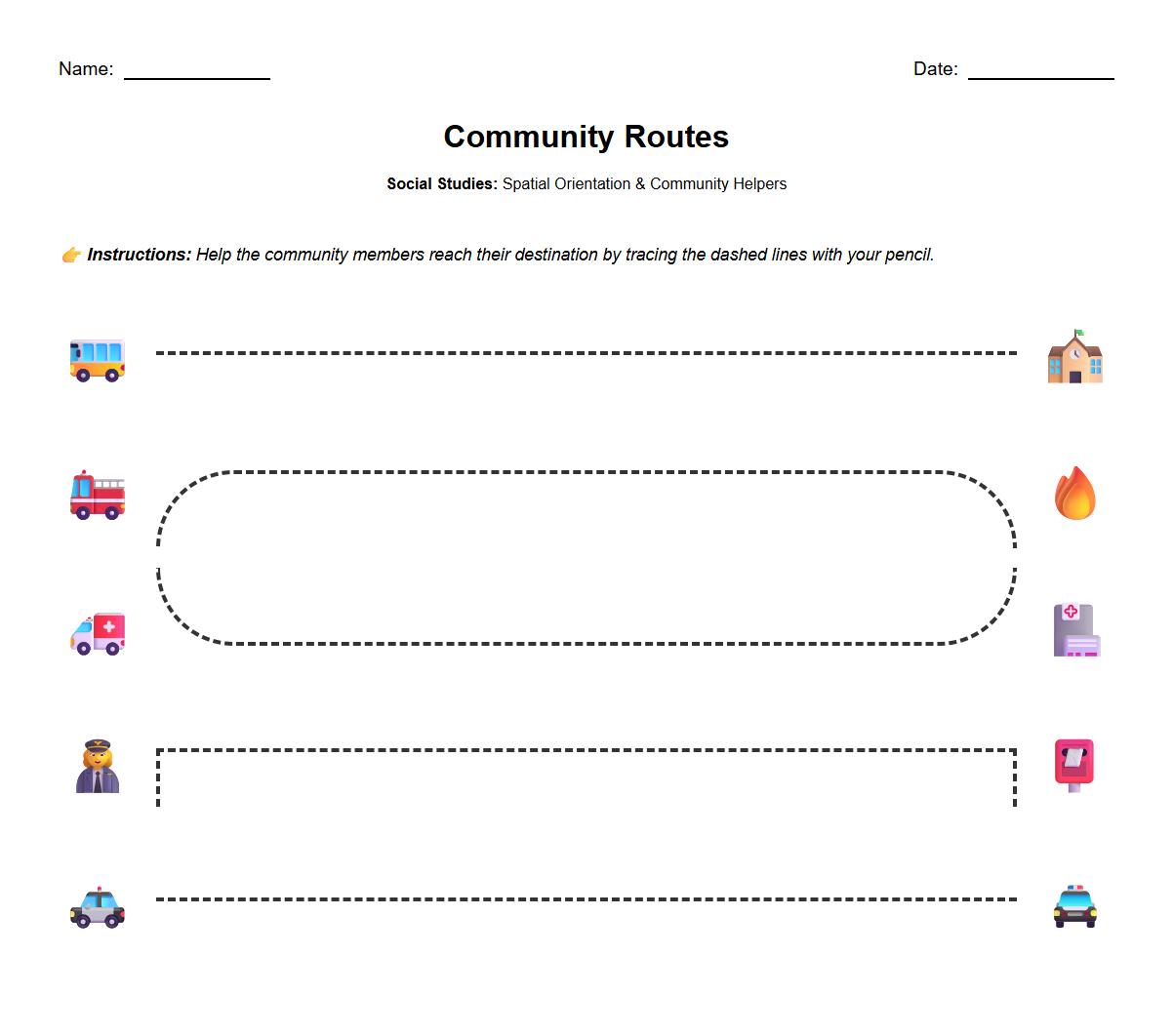 Route Tracing Activity Sheet for Strengthening Spatial Orientation
