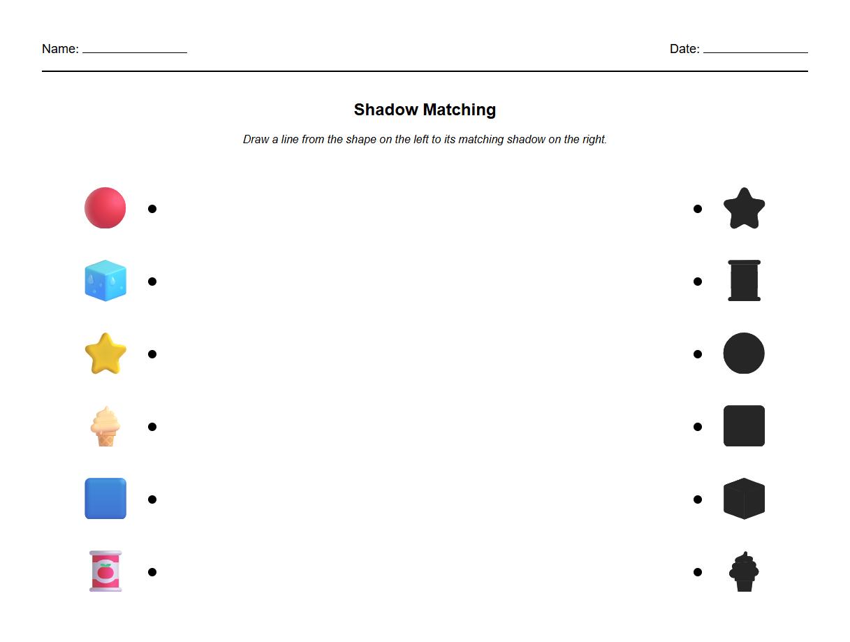 Shadow Matching for 2D and 3D Shapes Activity
