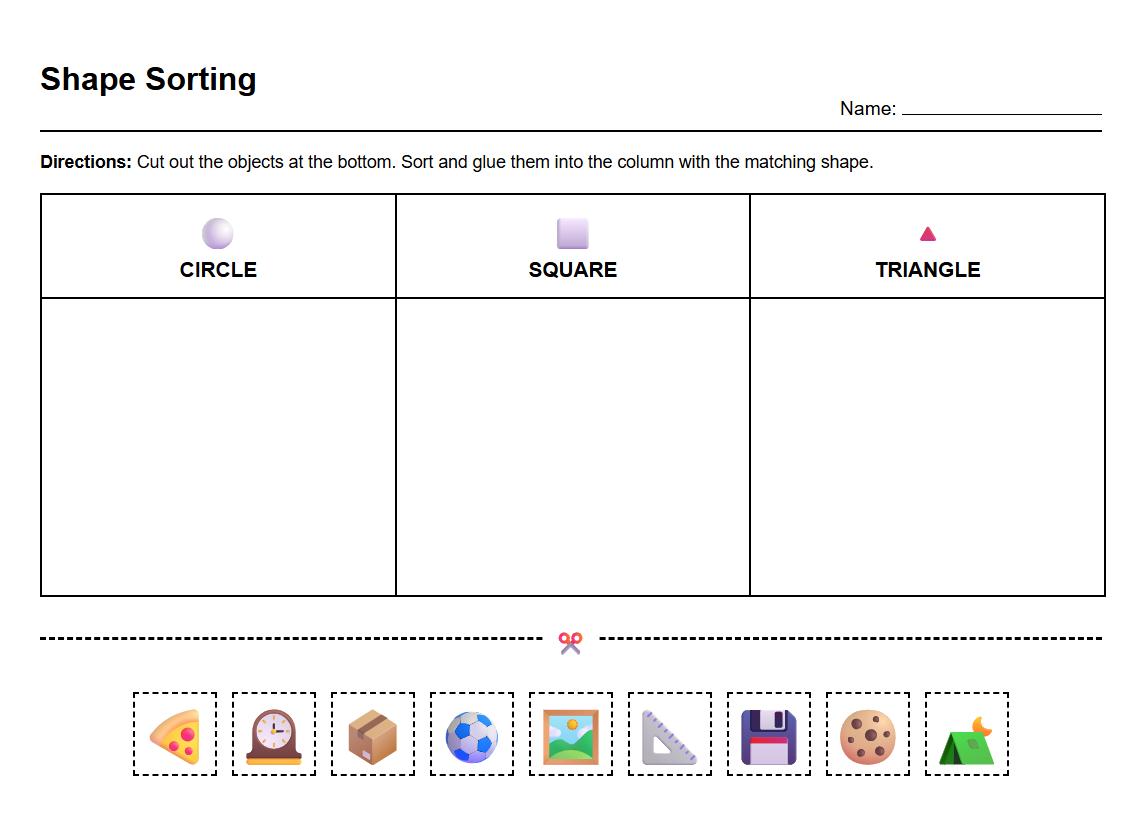 Shape and Attribute Semantic Sorting Activity