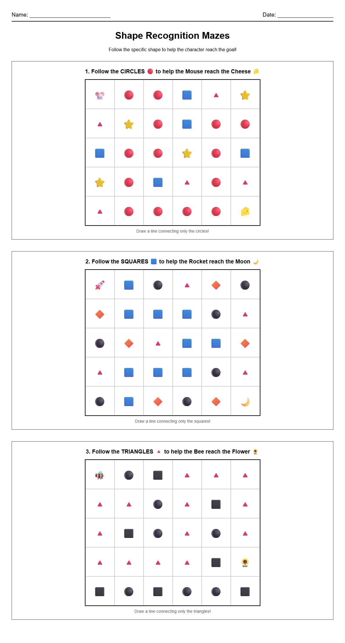 Shape Recognition Mazes for Early Geometry Concepts