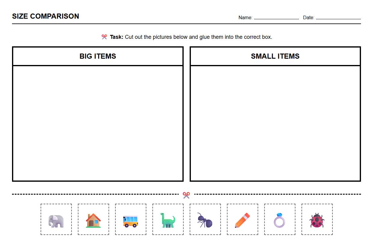 Size Comparison Sorting Task