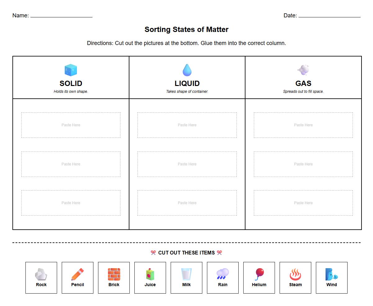 Sorting States of Matter with Visual Clues and Science Vocabulary