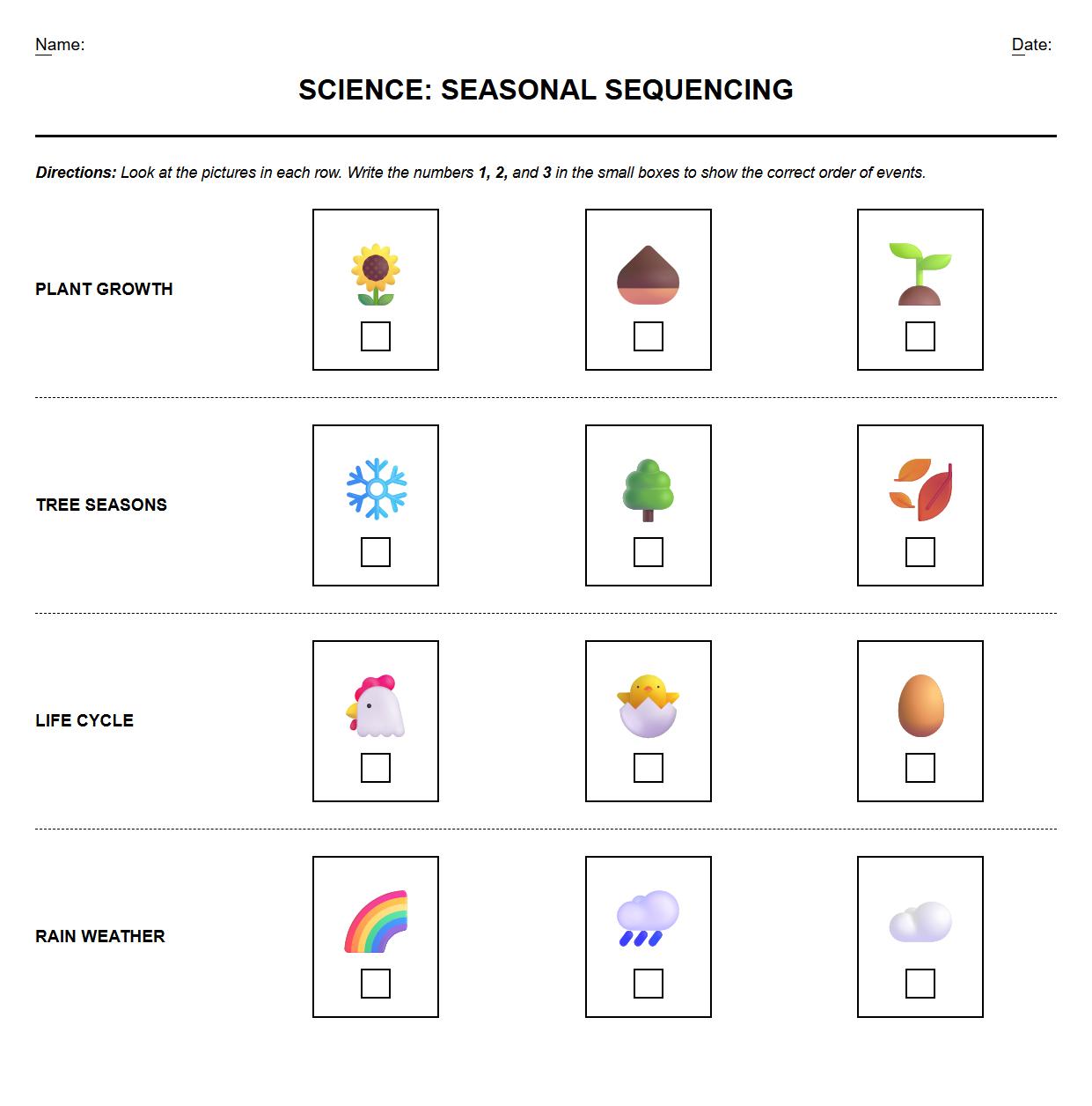 Step by Step Image Sequencing for Seasonal Phenomena