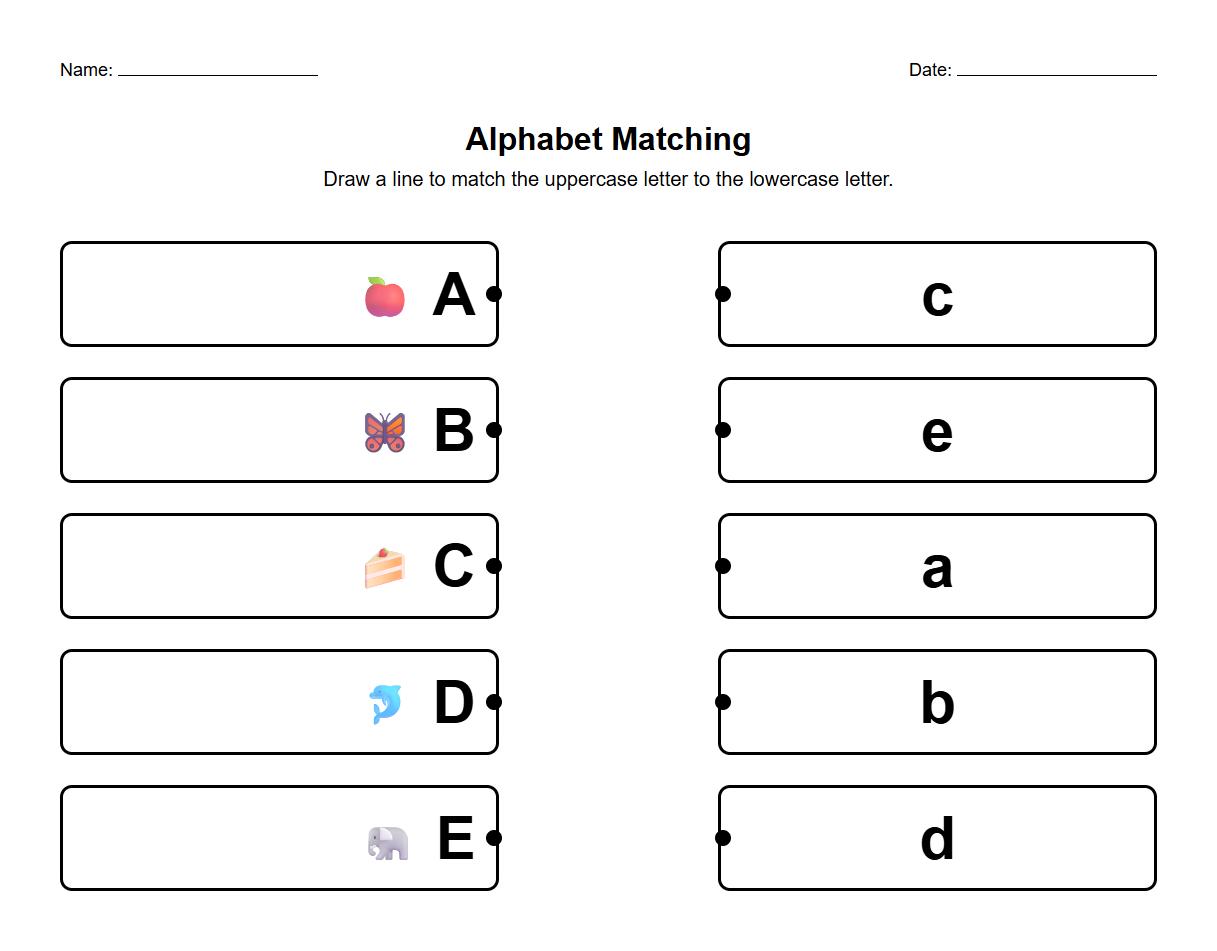 Uppercase and Lowercase Alphabet Matching Activity