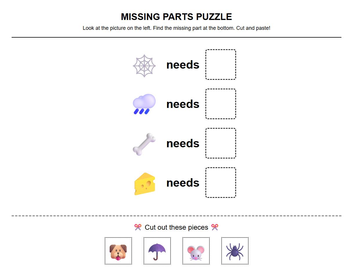 Visual Discrimination featuring missing part puzzles