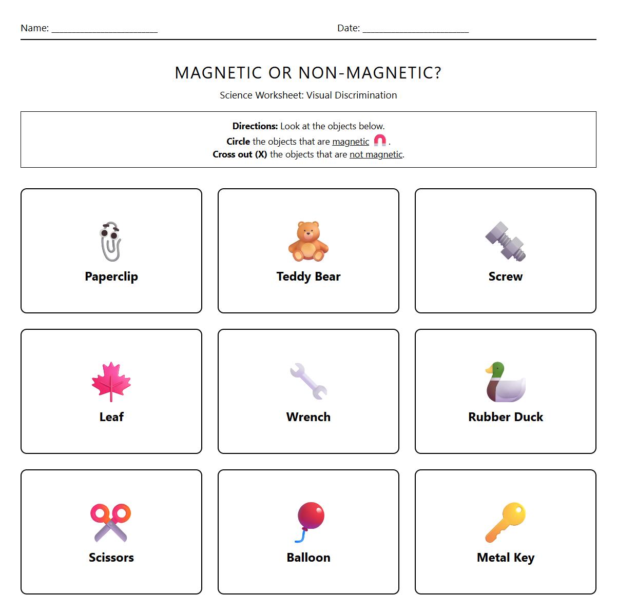 Visual Discrimination Magnetic and Nonmagnetic Objects