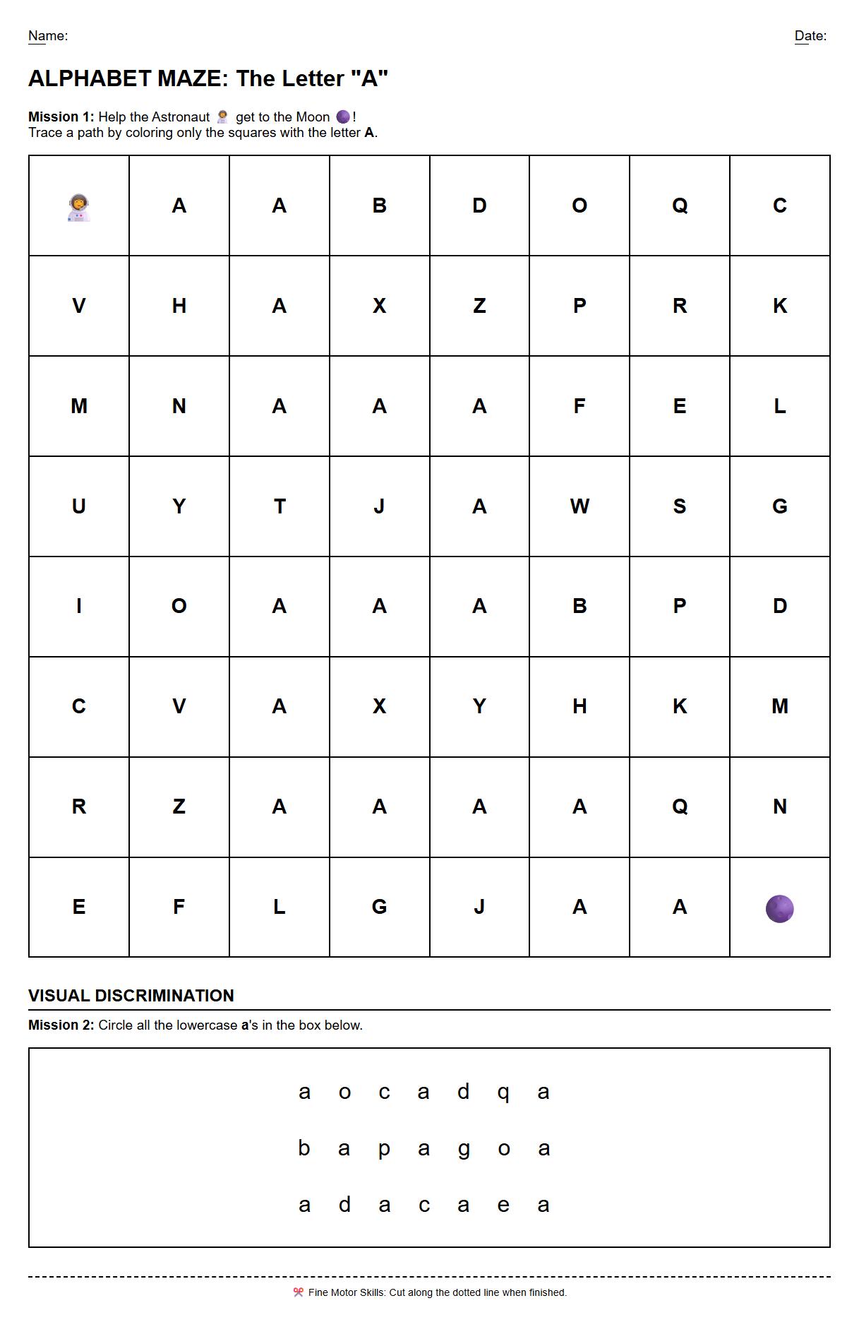 Alphabet Maze Visual Discrimination Challenge