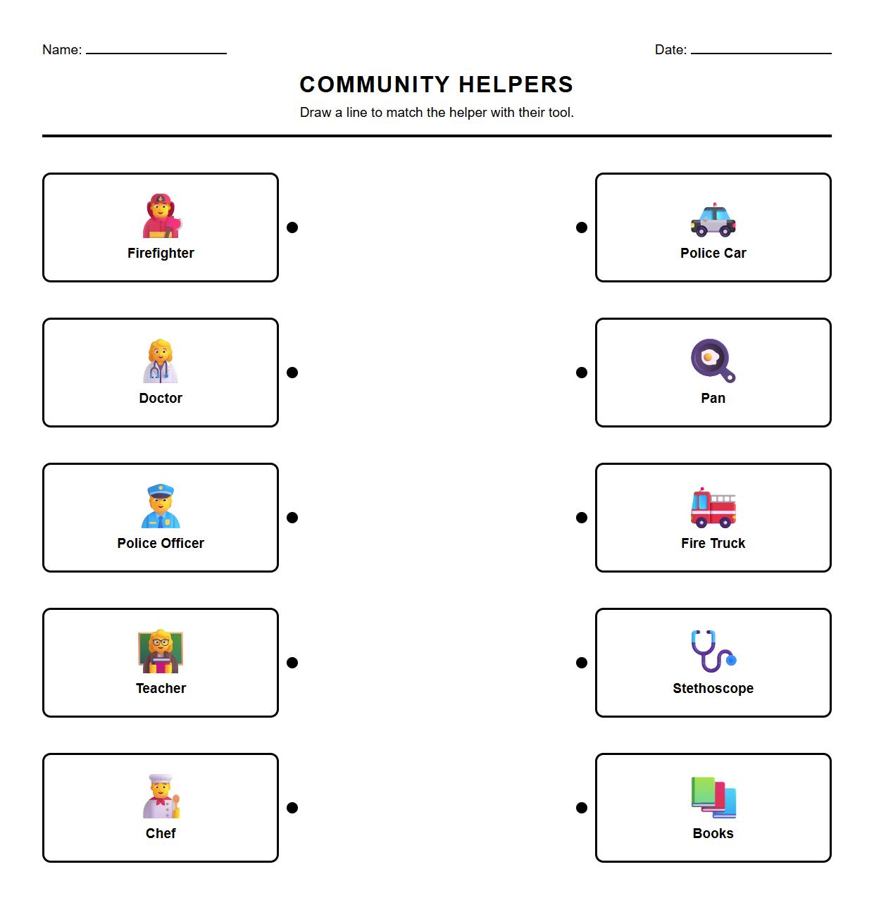 Community Helpers Tools Matching Exercise