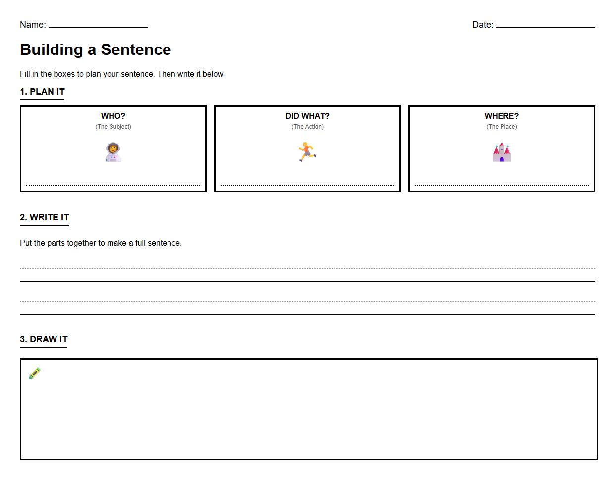 Guided Sentence Structure with Graphic Organizers