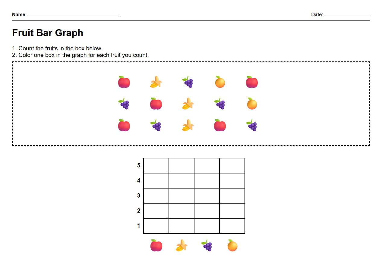 Hands On Fruit Bar Graph Worksheet for Early Data Analysis