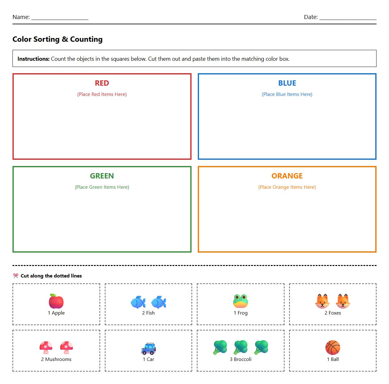 Numeracy Color Sorting Puzzle with Counting Practice