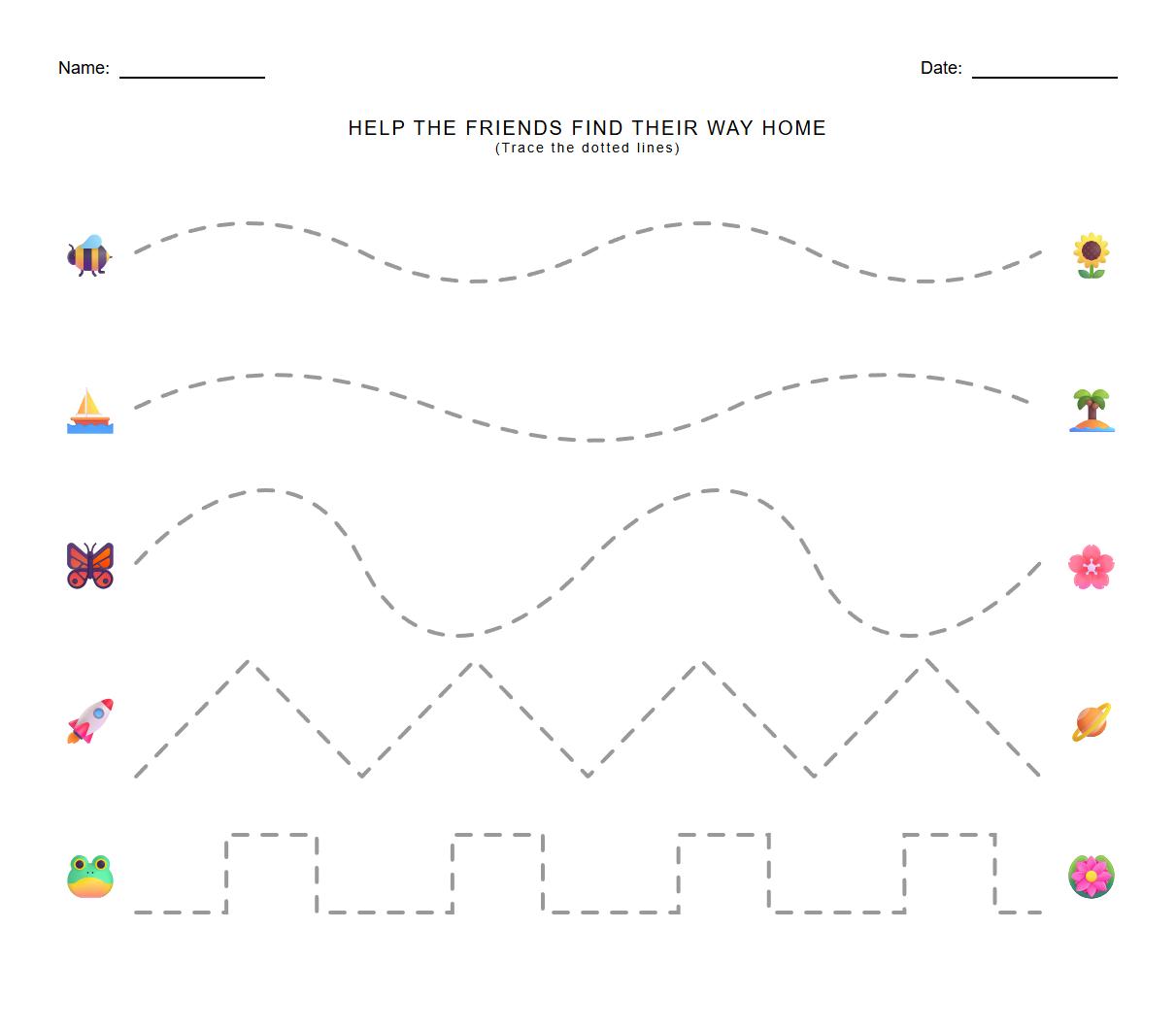 Occupational Therapy Worksheet: Wavy Line Tracing for Hand Eye Coordination