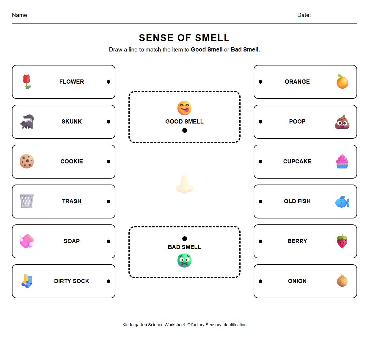Olfactory Sensory Matching with Real Images Worksheet