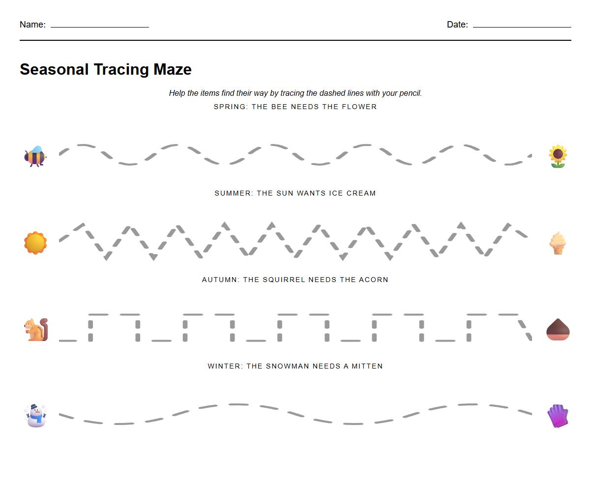 Seasonal Maze Activities Incorporating Pencil Control