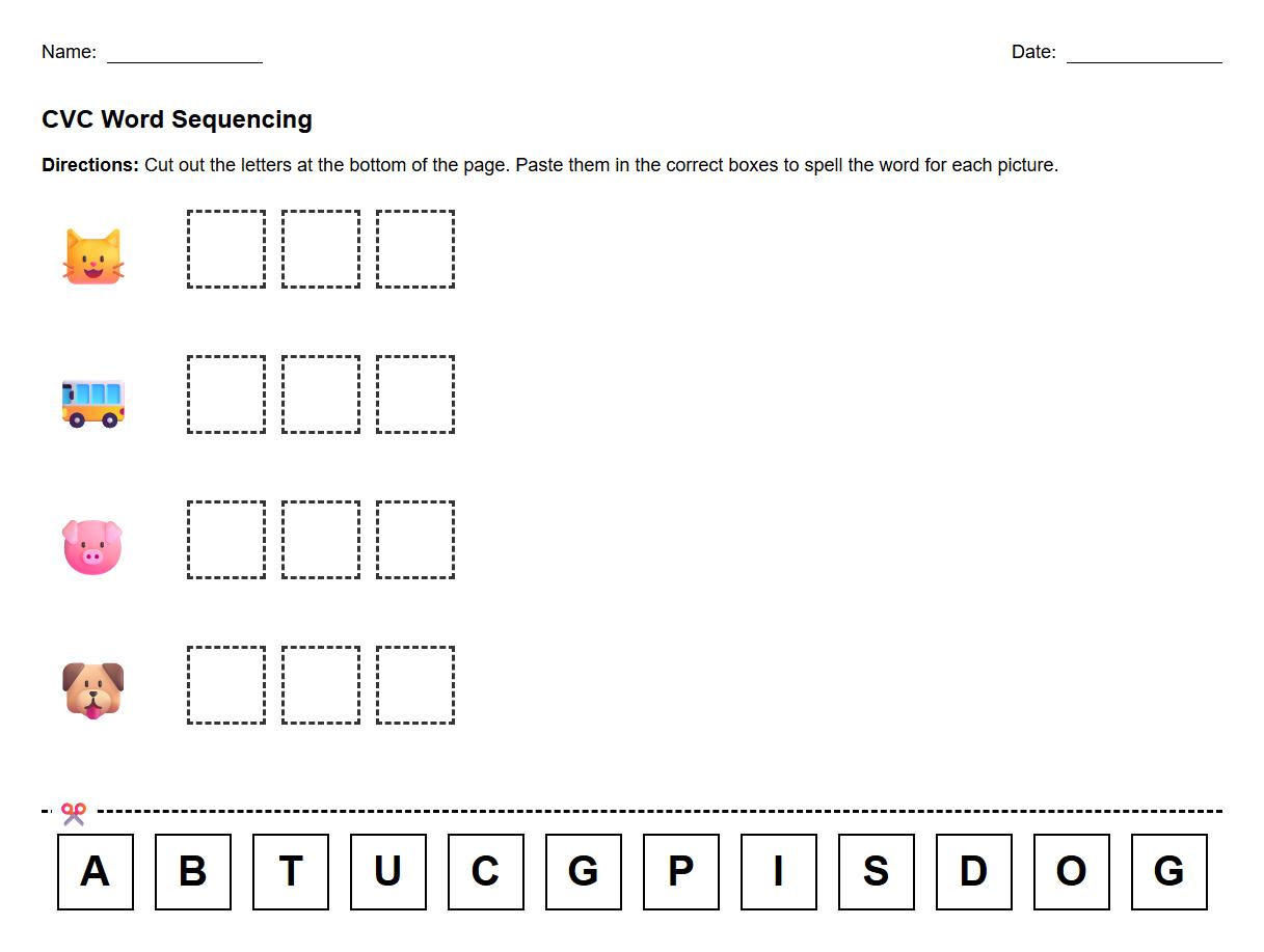 Sequencing Activities Using CVC Words