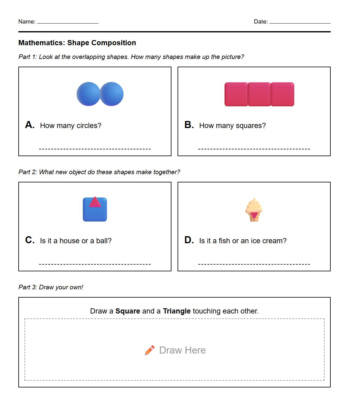 Shape Composition with Overlapping Figures worksheet