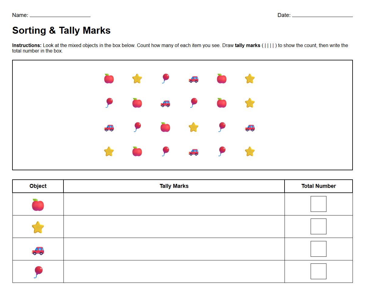 Sorting Objects with Tally Mark Recording