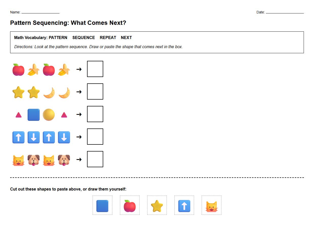 Sorting Patterns by Sequencing with Early Math Vocabulary