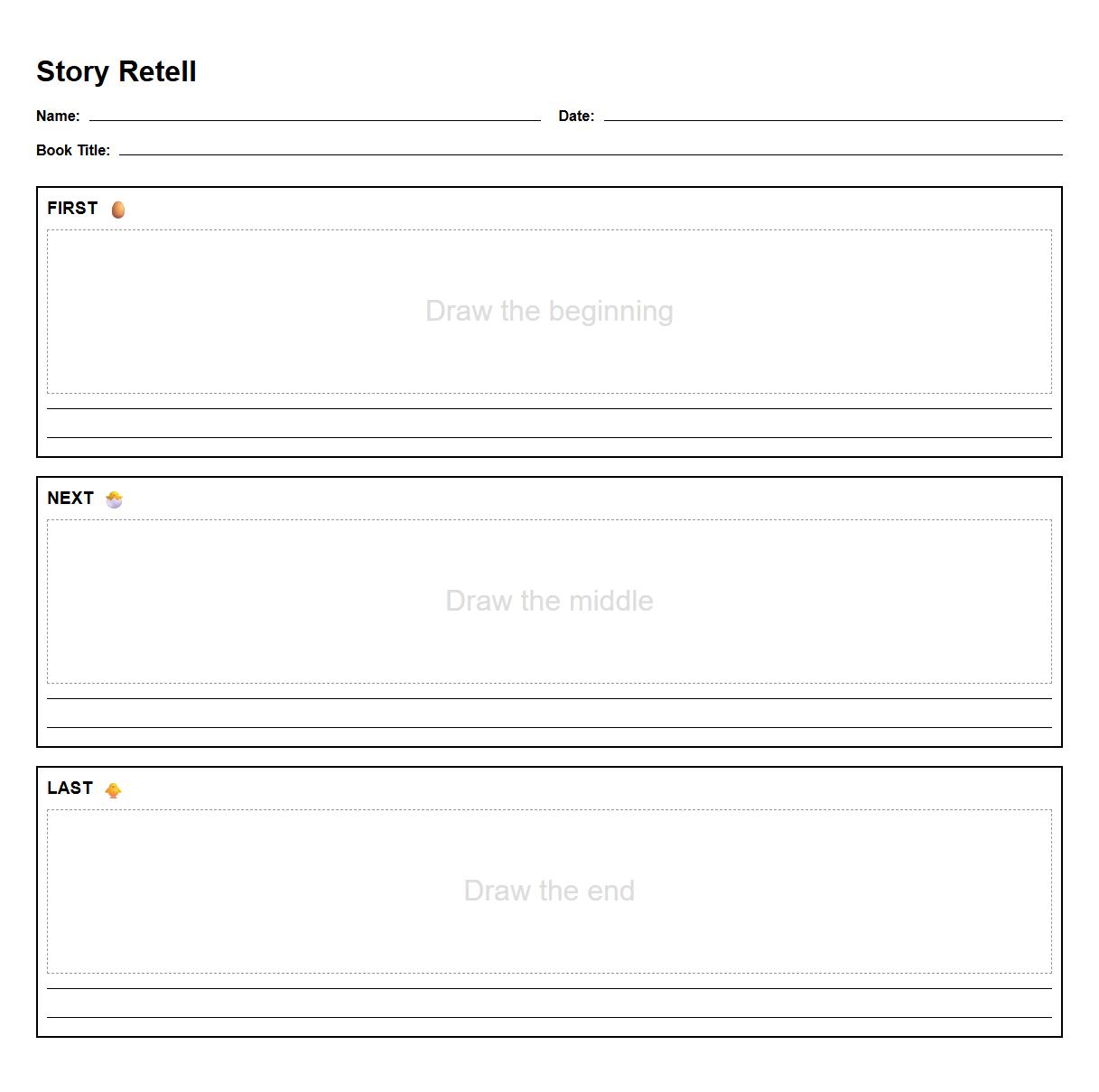 Story Retell with Illustrations Template