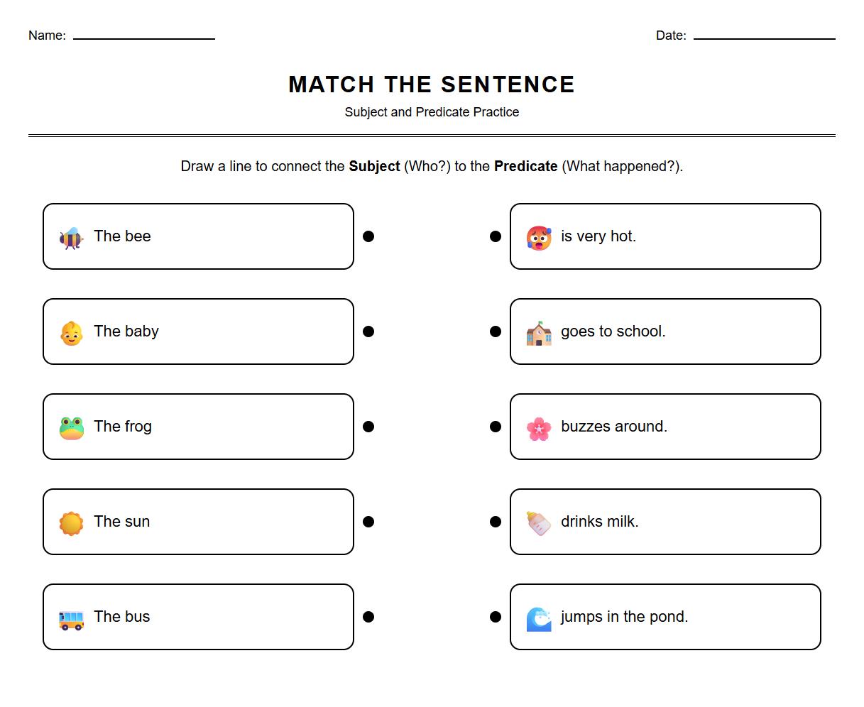 Subject predicate matching exercise