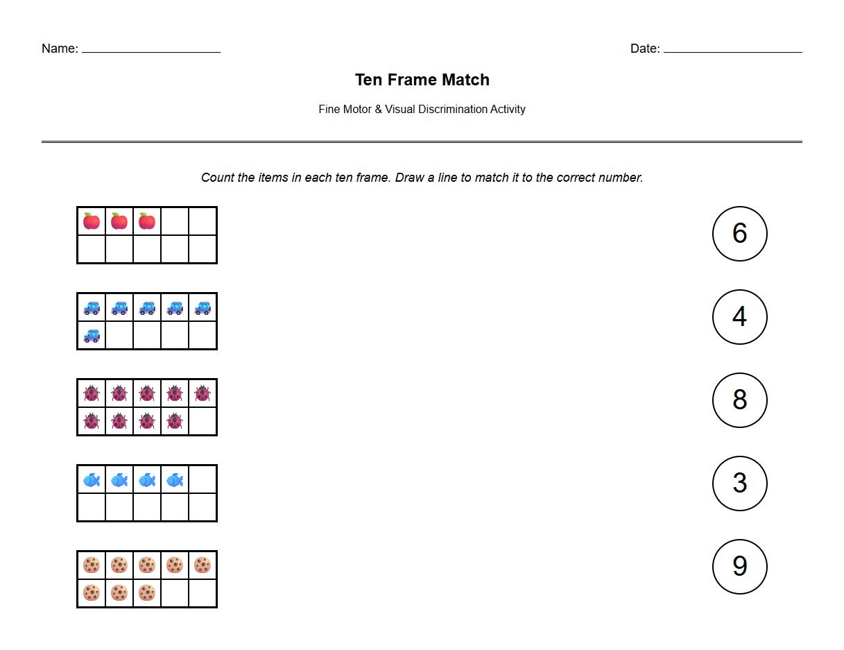 Ten Frame Match with Visual Discrimination