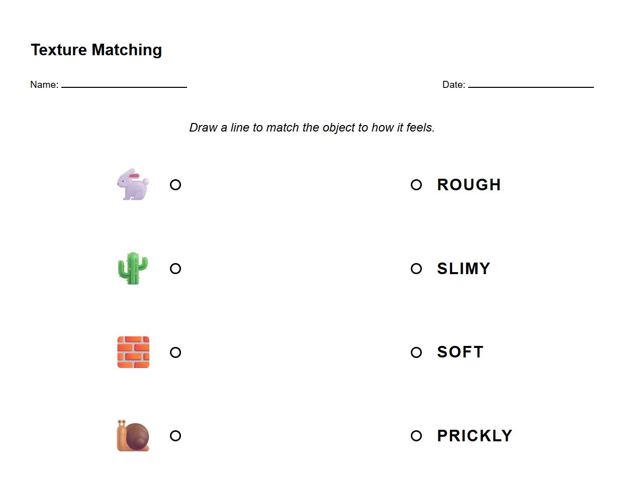 Texture Attribute Matching Worksheet