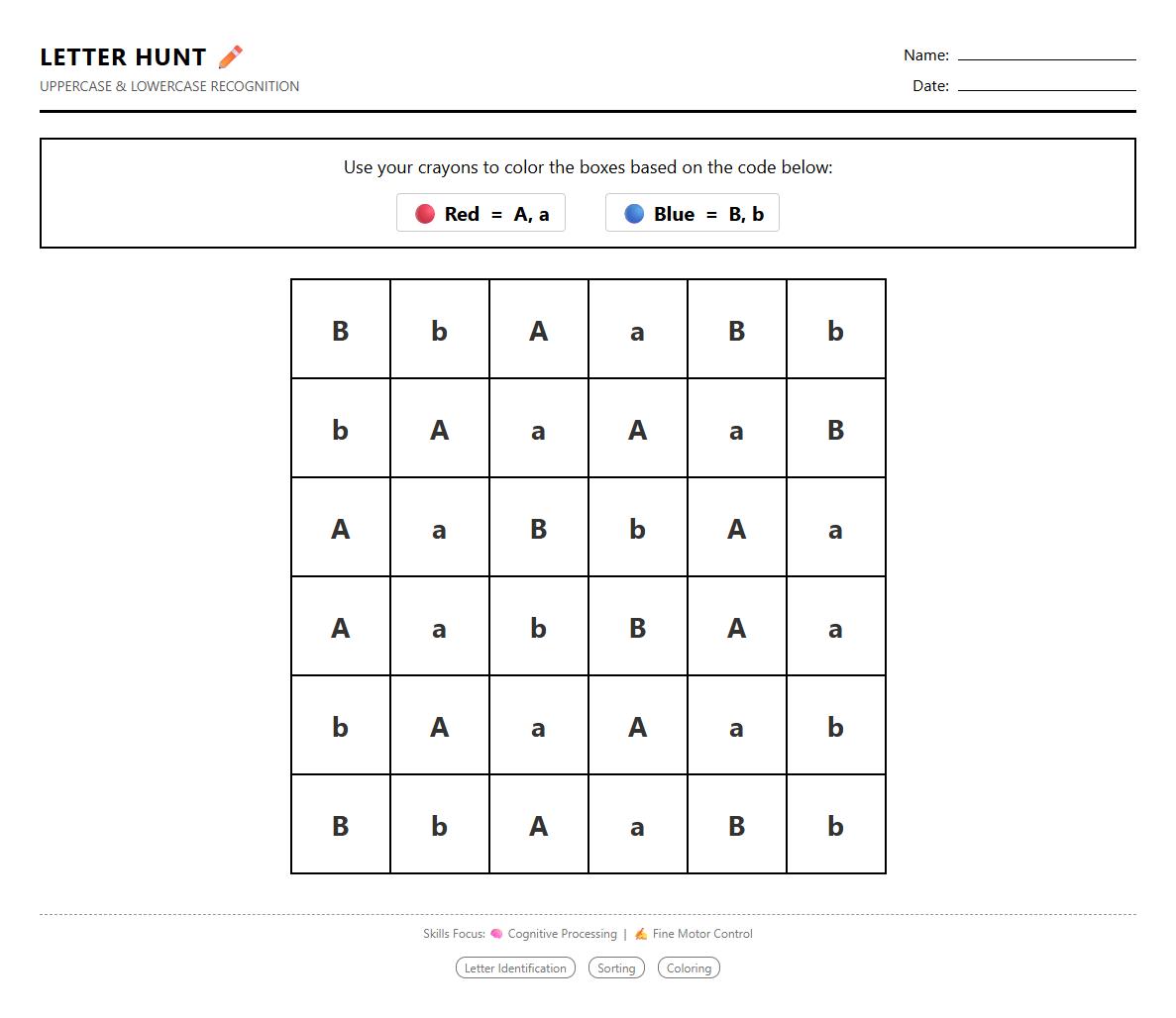 Uppercase and Lowercase Letter Color by Number Worksheets