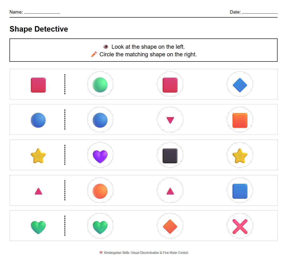 Visual discrimination with colored shapes identification