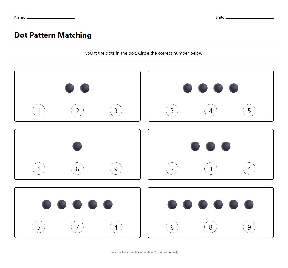 Visual Discrimination Dot Pattern Number Activity