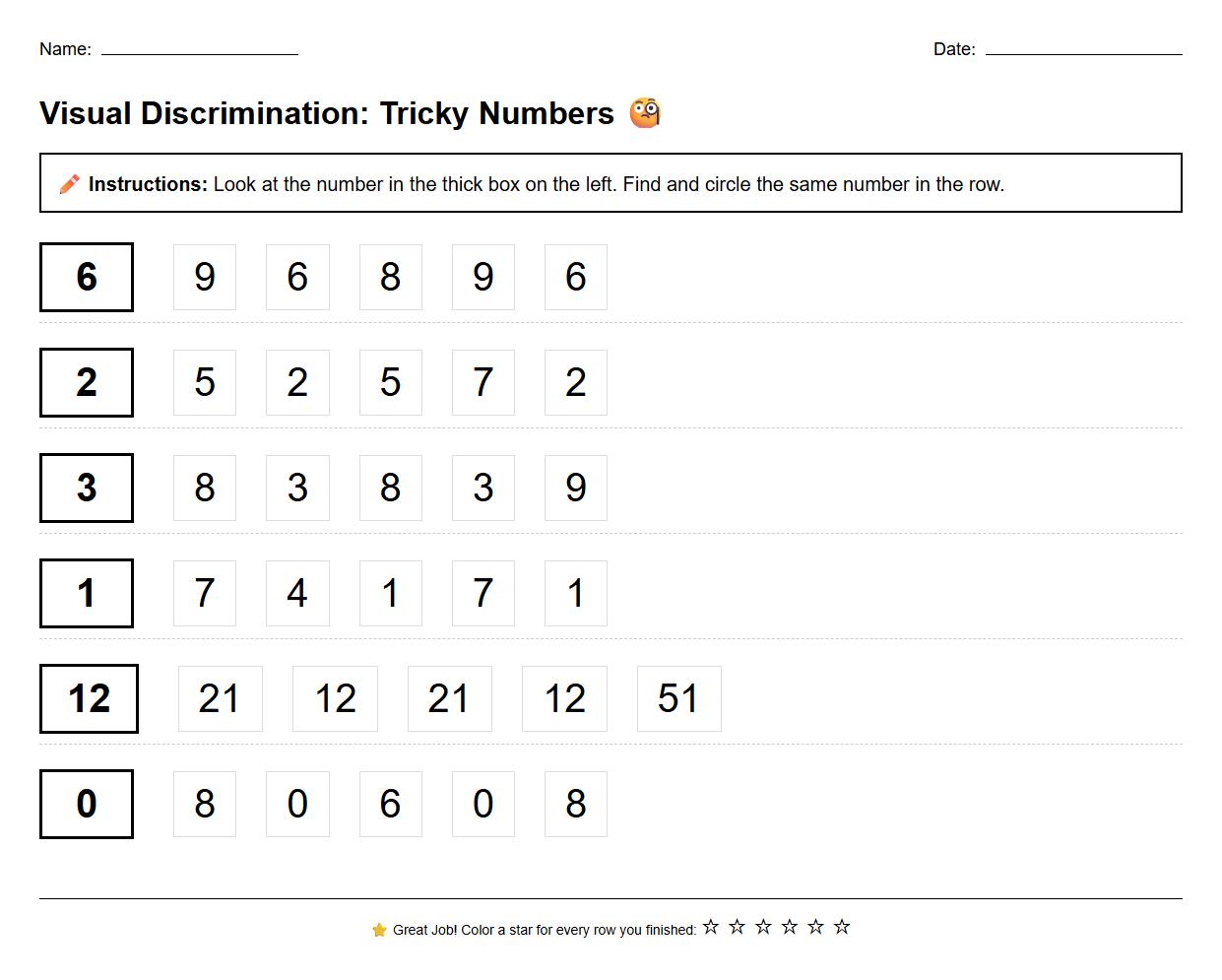 Visual Discrimination for Similar Digits