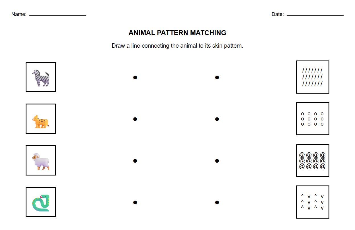 Animal Pattern and Texture Matching Worksheet