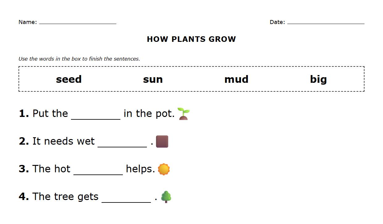 Cloze Passage on Tree and Shrub Development using Target Phonics Patterns