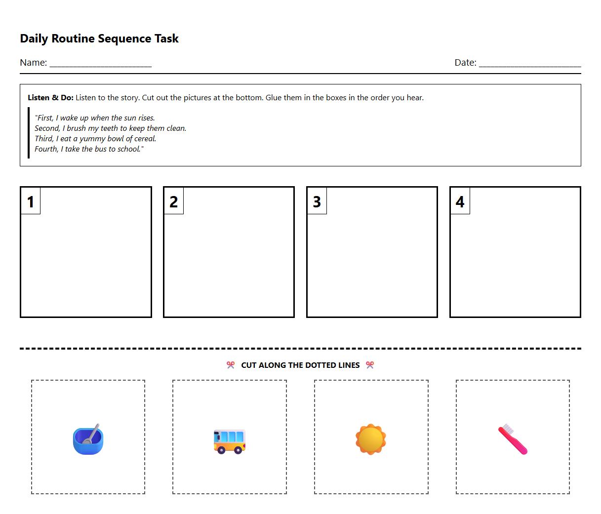 Daily Routine Sequence Listening Task