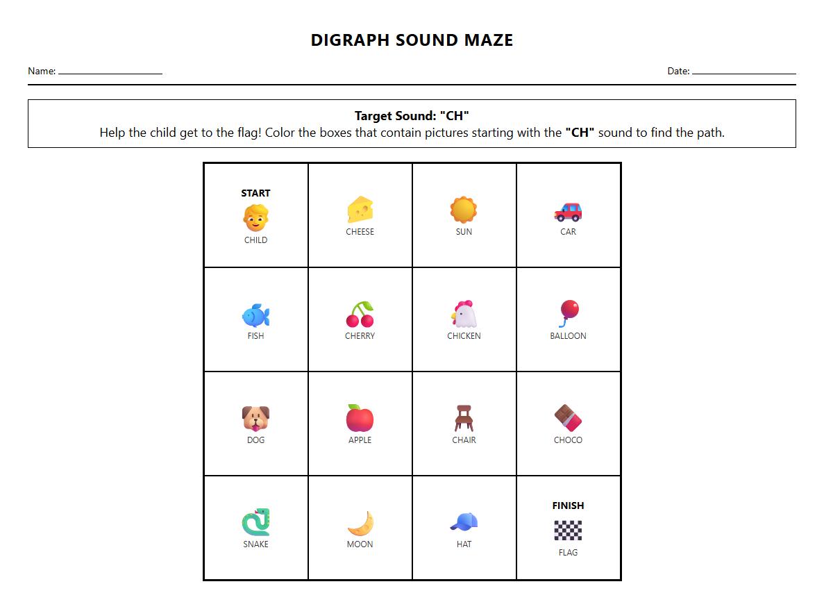 Digraph Sound Pathway Maze