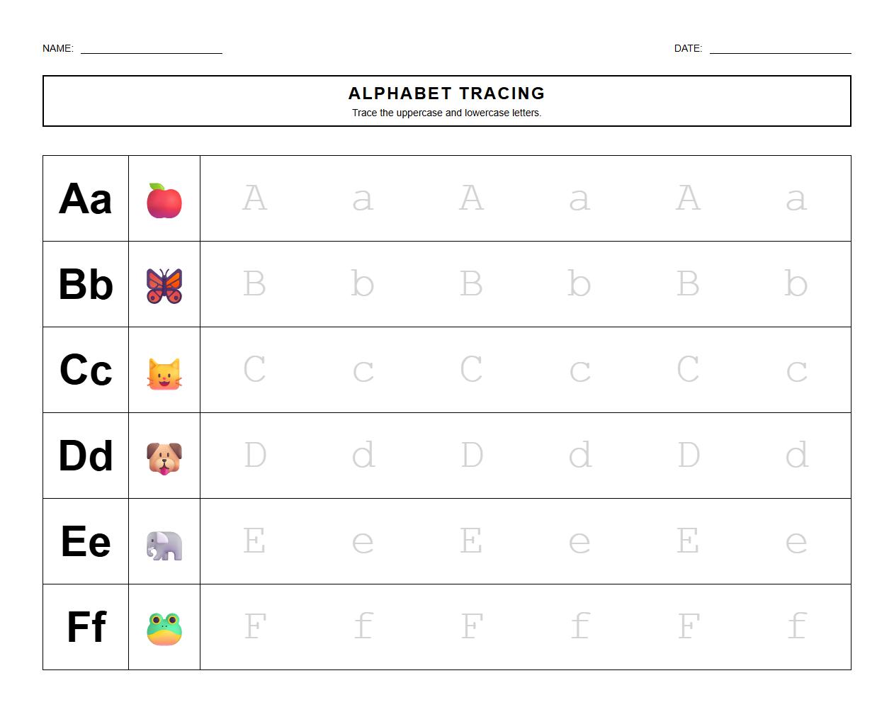Letter Tracing Worksheet for Early Alphabet Recognition Skills