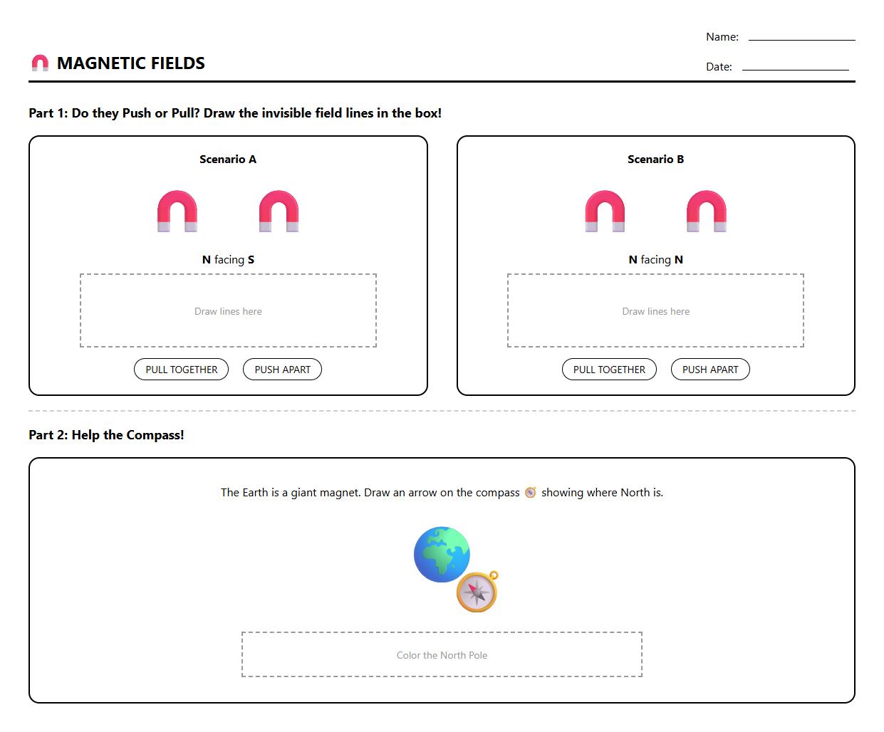 Magnetic Field Direction Identification Worksheet