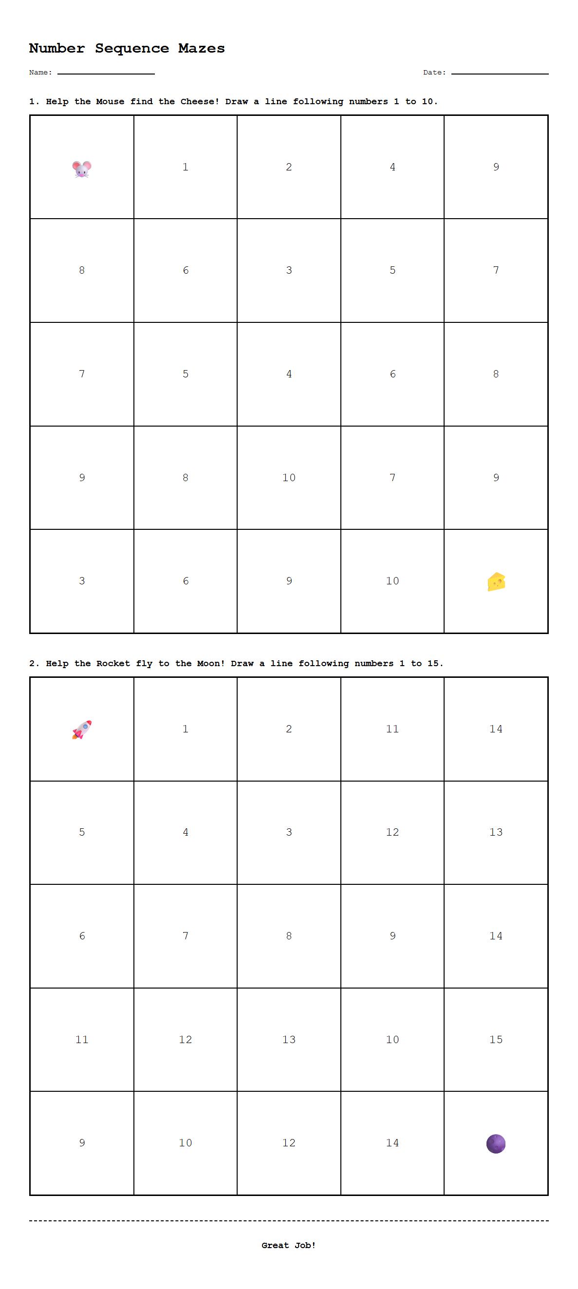 Number Sequence Mazes to Enhance Math Connections