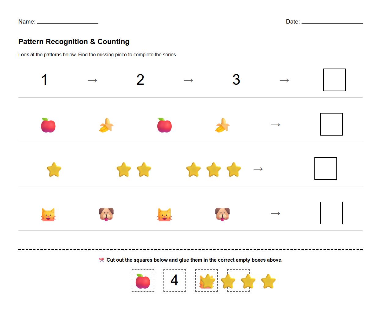 Number Series Pattern Recognition Worksheet