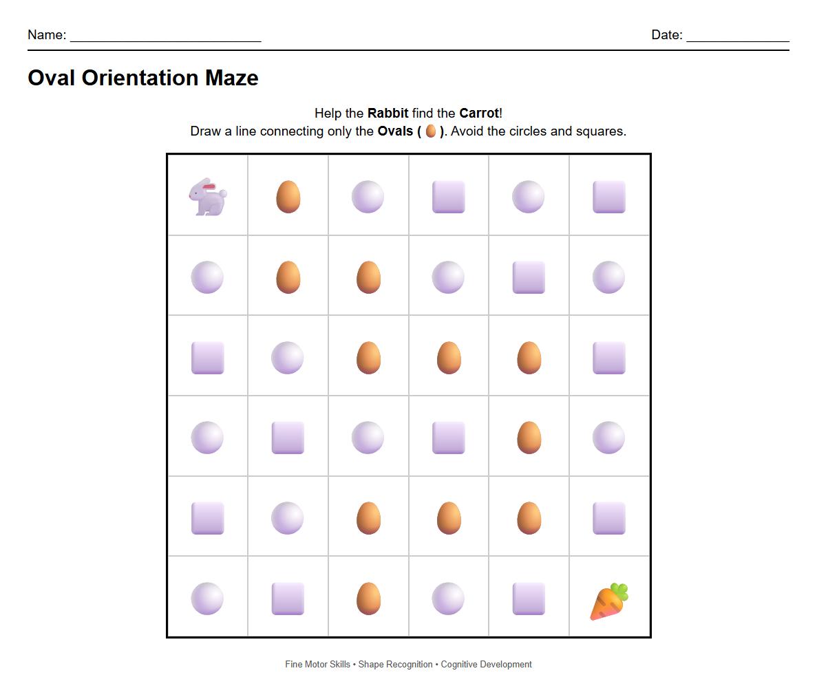 Oval Orientation Maze for Fine Motor Development
