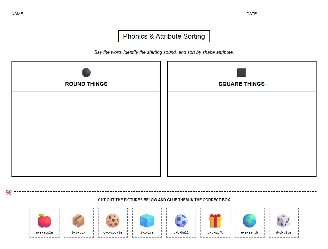 Phonics-Based Attribute Sorting Sheet