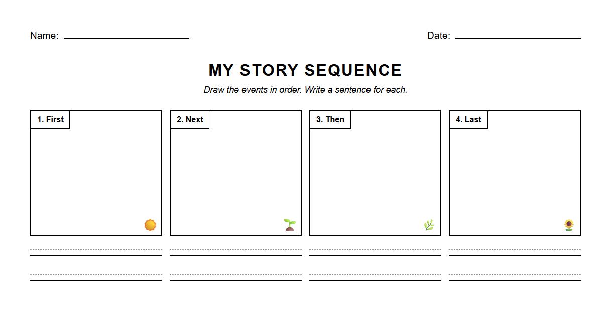 Sequencing Events Comic Strip Story Sheet