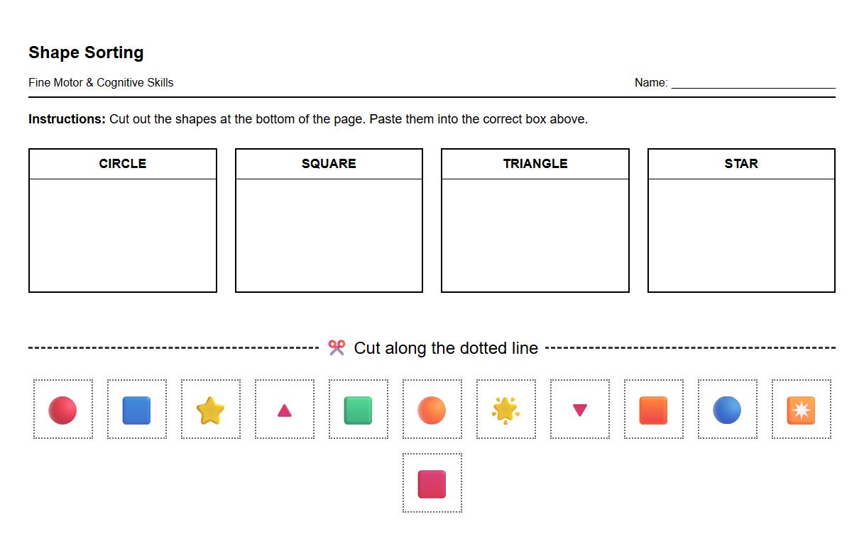 Shape Identification and Classification Cut Paste