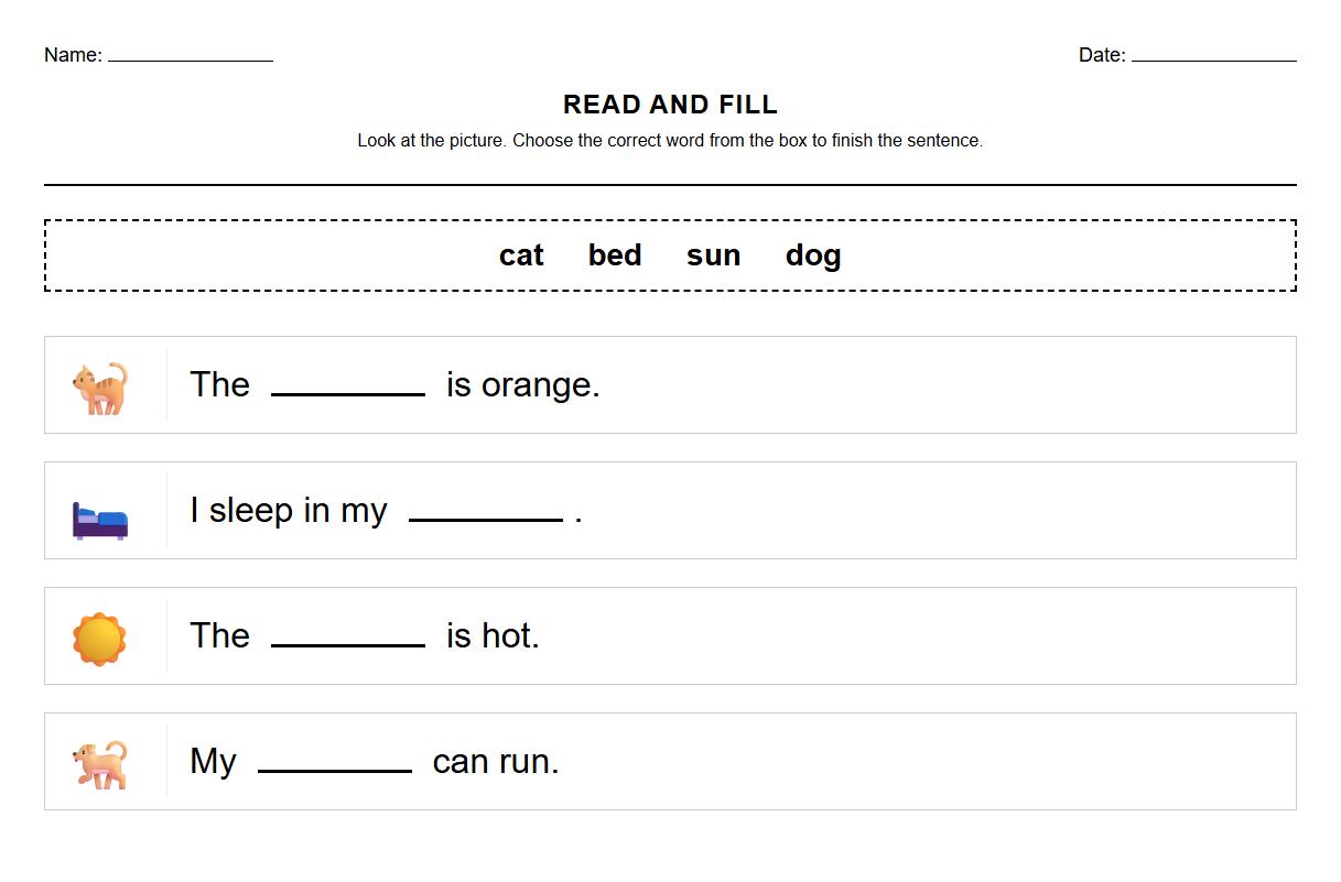 Simple Sight Word Sentences with Phonics Focus